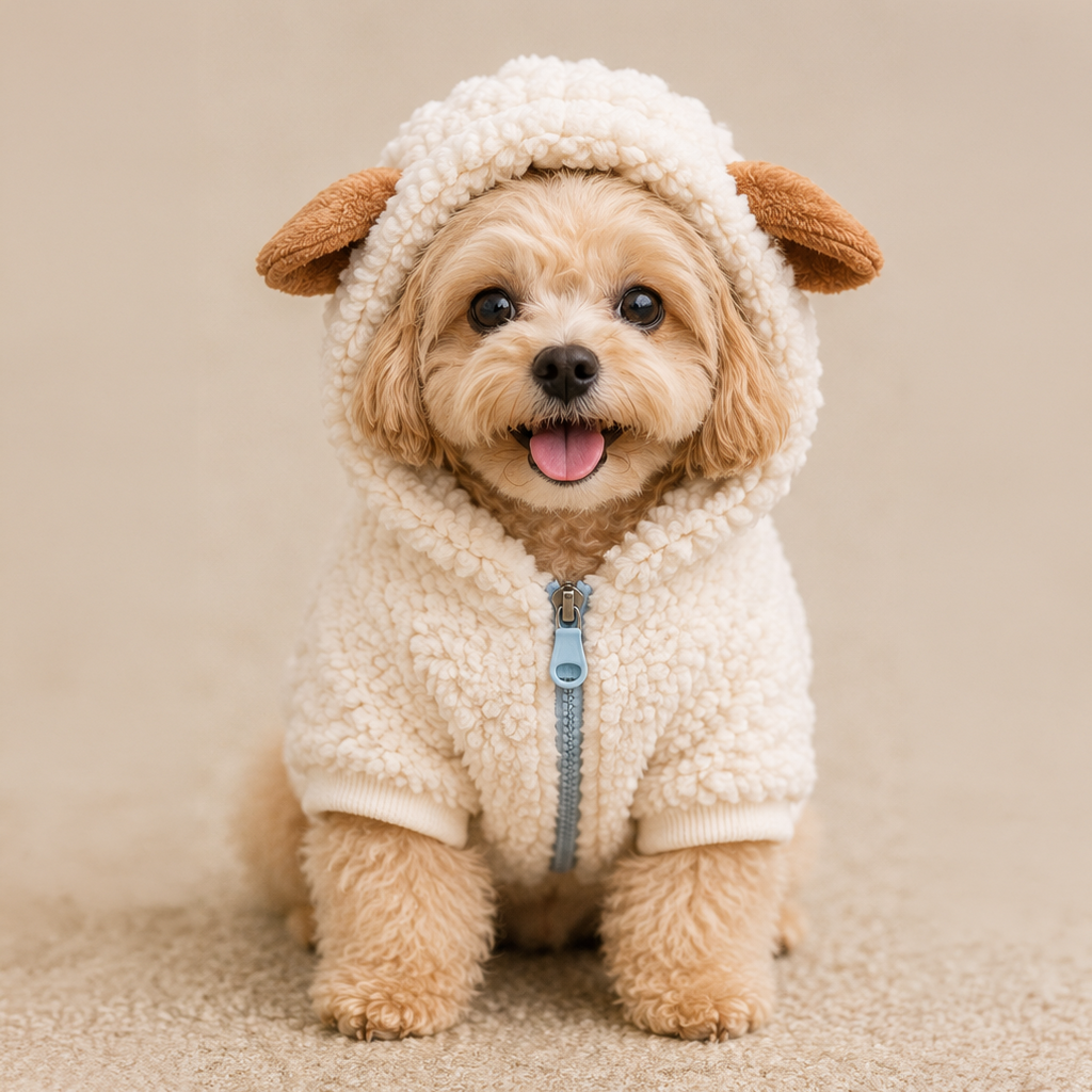 Happy dog wearing the Daisy Jacket